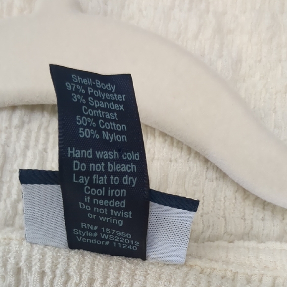 Daytrip Cream Ribbed Ruffled Long Sleeve Blouse Size Small - Picture 6 of 7